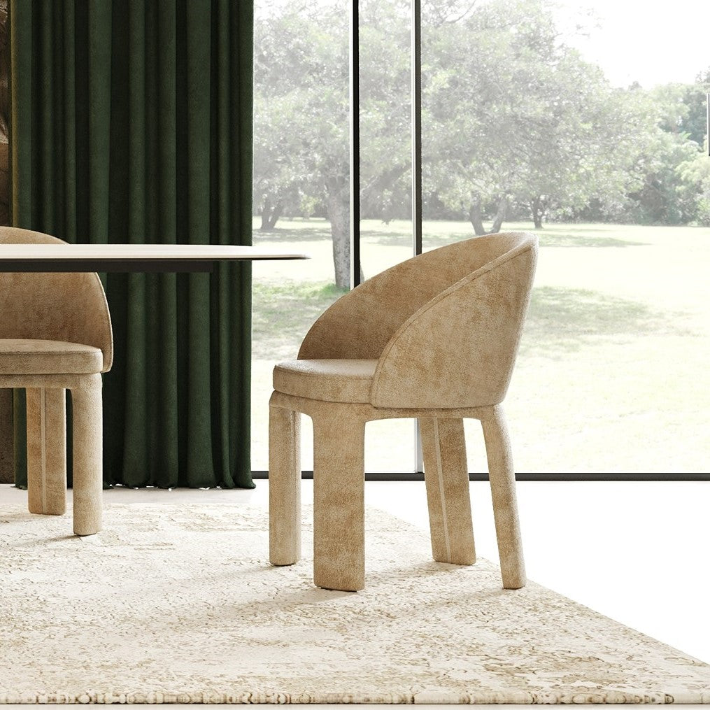 Sarkis  Modern Beige Velvet Dining Chair
