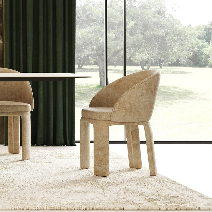 Sarkis  Modern Beige Velvet Dining Chair
