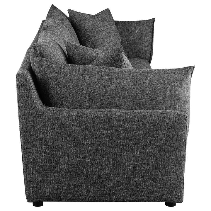 Sasha - 3 Piece Upholstered Sofa - Barely Black Stationary Sectional modern furniture Contempo Furniture