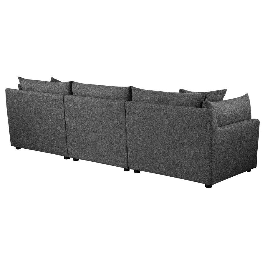 Sasha - 3 Piece Upholstered Sofa - Barely Black Stationary Sectional modern furniture Contempo Furniture