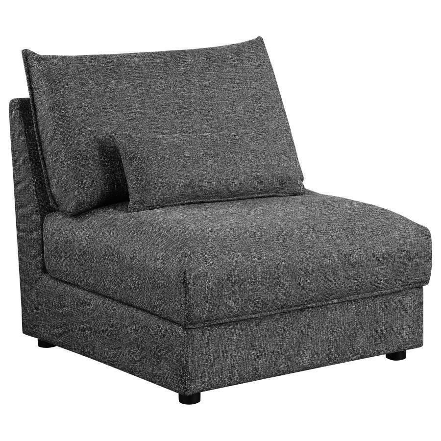 Sasha - 3 Piece Upholstered Sofa - Barely Black Stationary Sectional modern furniture Contempo Furniture