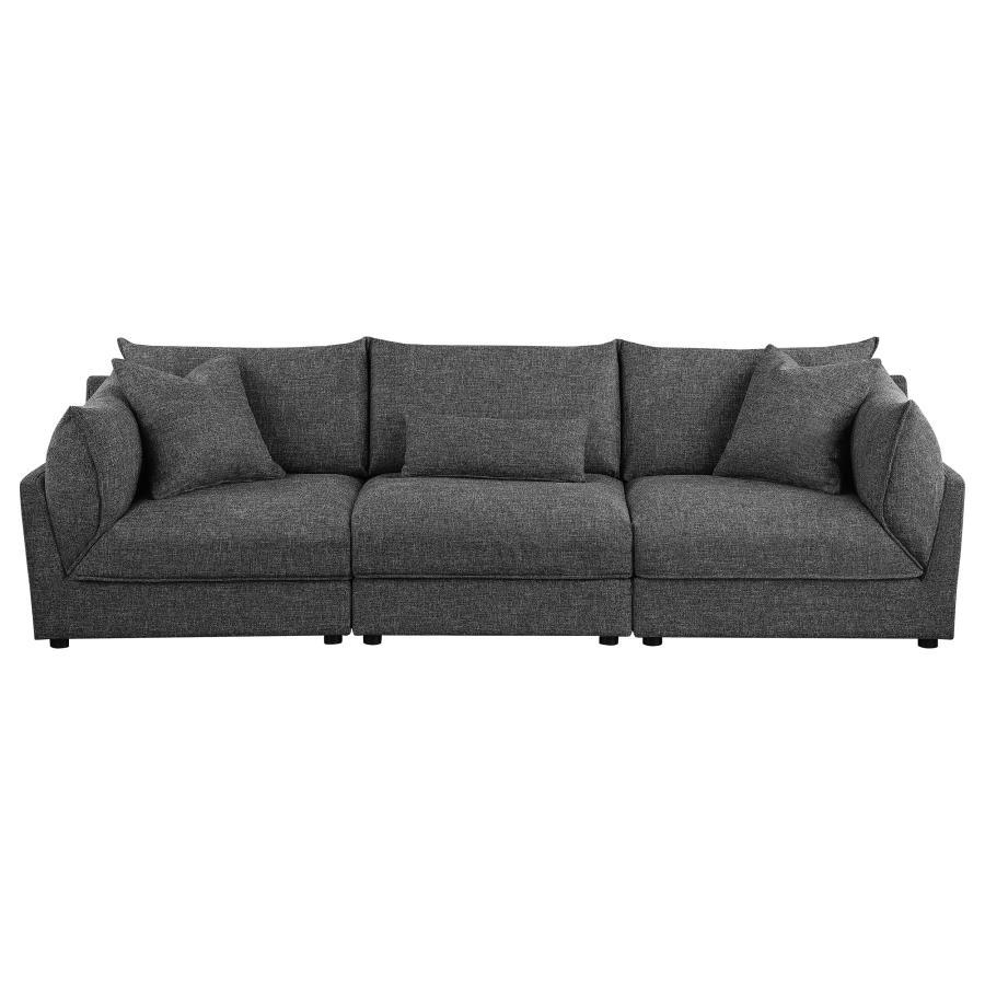 Sasha - 3 Piece Upholstered Sofa - Barely Black Stationary Sectional modern furniture Contempo Furniture