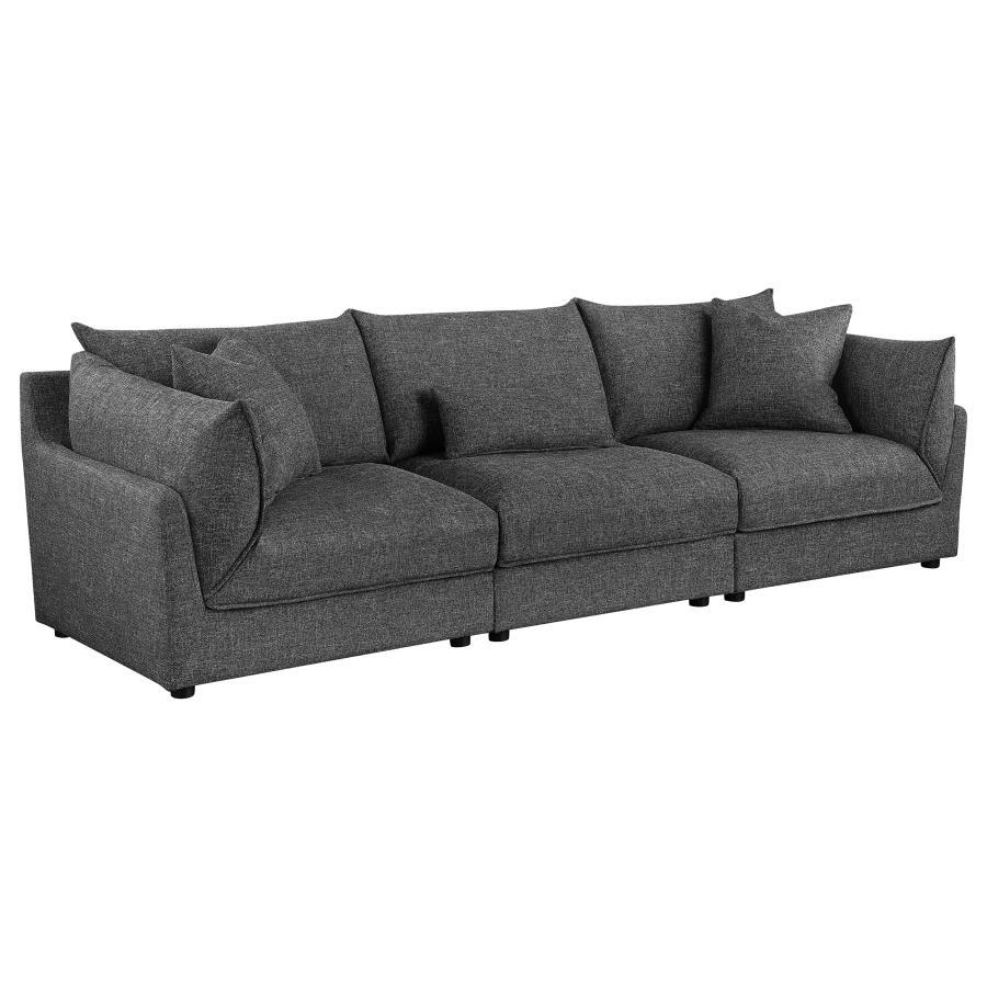 Sasha - 3 Piece Upholstered Sofa - Barely Black Stationary Sectional modern furniture Contempo Furniture