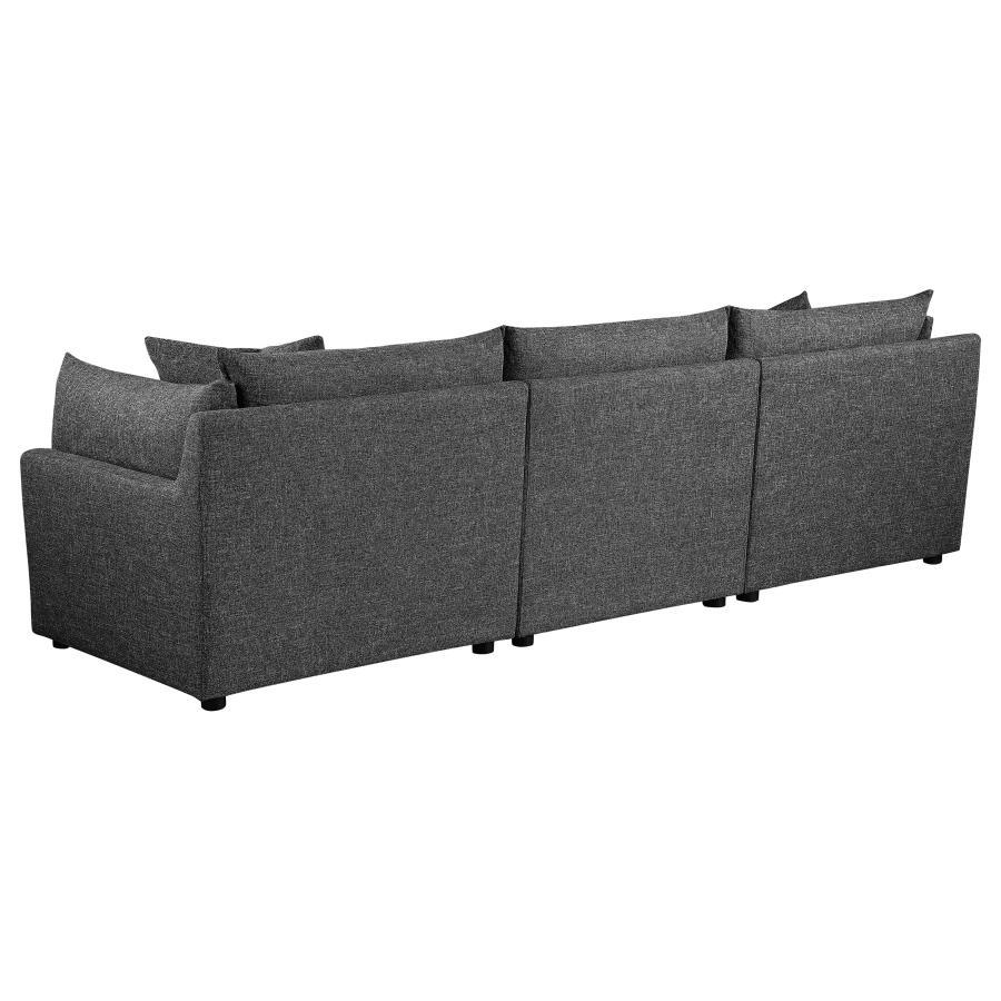 Sasha - 3 Piece Upholstered Sofa - Barely Black Stationary Sectional modern furniture Contempo Furniture