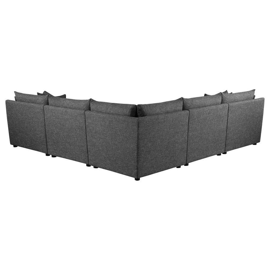 Sasha - 5 Piece Upholstered Modular Sectional - Barely Black Stationary Sectional modern furniture Contempo Furniture