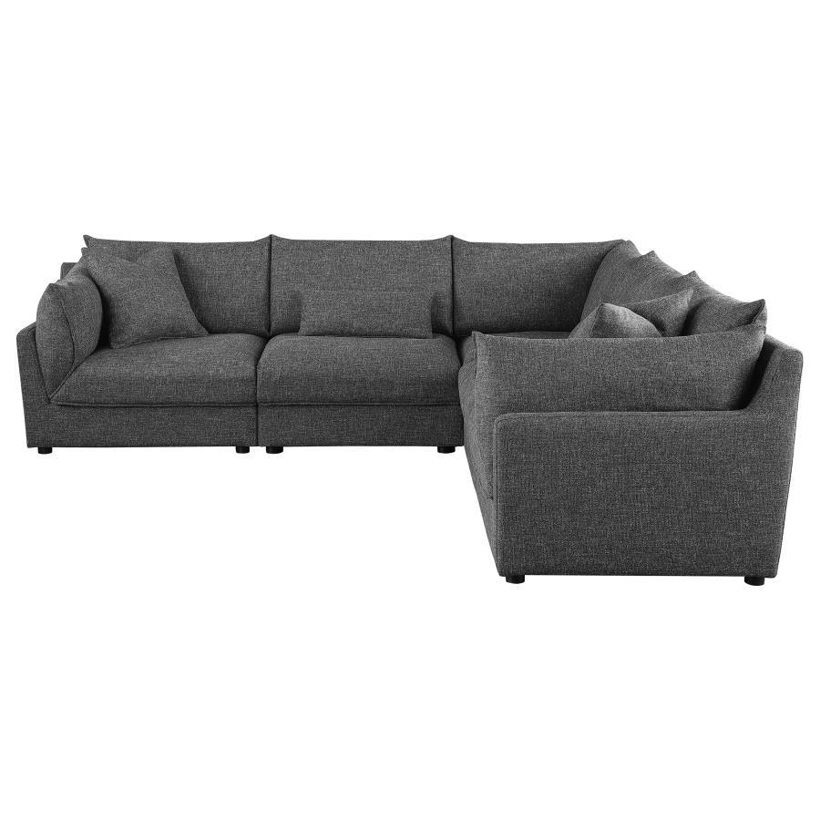 Sasha - 5 Piece Upholstered Modular Sectional - Barely Black Stationary Sectional modern furniture Contempo Furniture