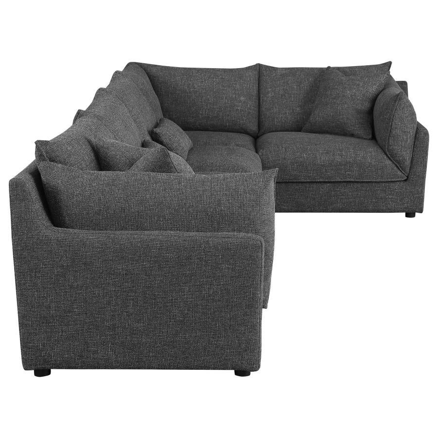 Sasha - 5 Piece Upholstered Modular Sectional - Barely Black Stationary Sectional modern furniture Contempo Furniture