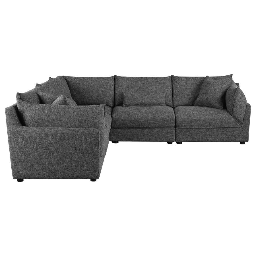 Sasha - 5 Piece Upholstered Modular Sectional - Barely Black Stationary Sectional modern furniture Contempo Furniture