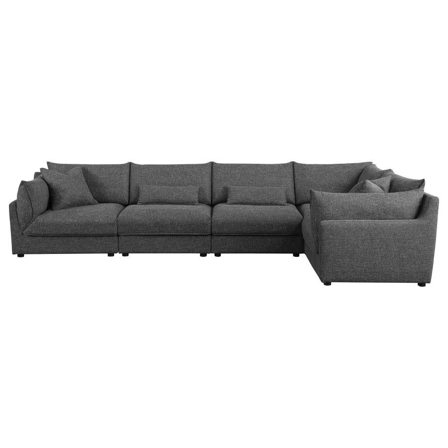 Sasha - 5 Piece Upholstered Modular Sectional - Barely Black Stationary Sectional modern furniture Contempo Furniture
