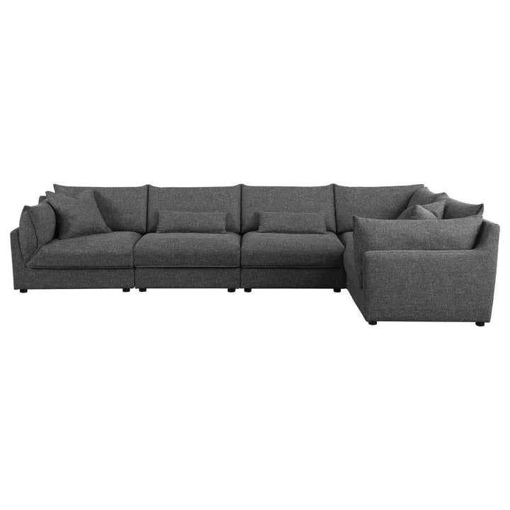 Sasha - 5 Piece Upholstered Modular Sectional - Barely Black Stationary Sectional modern furniture Contempo Furniture