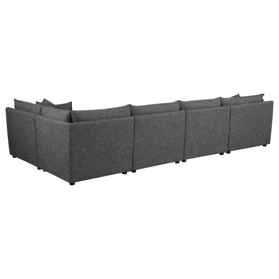 Sasha - 5 Piece Upholstered Modular Sectional - Barely Black Stationary Sectional modern furniture Contempo Furniture