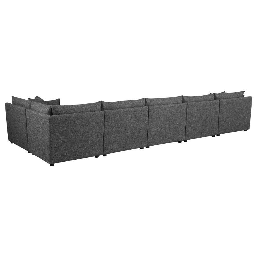 Sasha - 6 Piece Upholstered Modular Sectional - Barely Black Stationary Sectional modern furniture Contempo Furniture