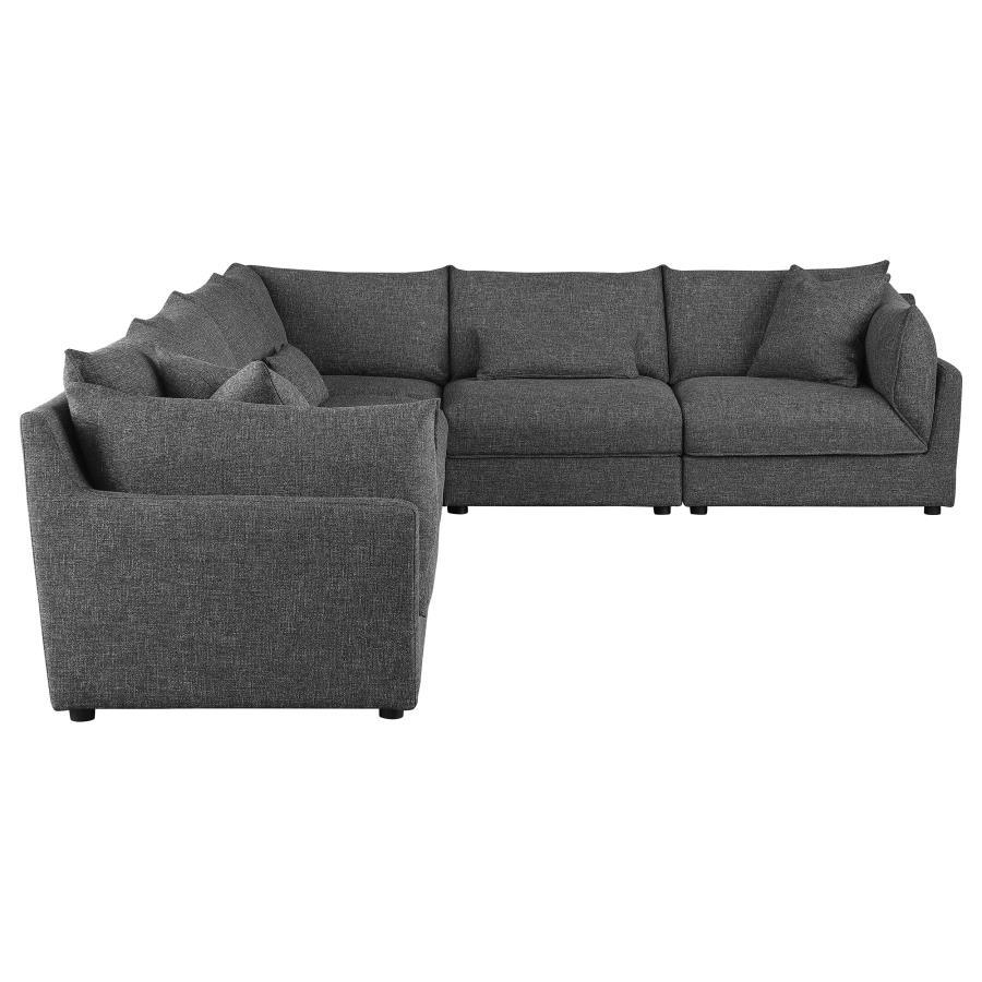 Sasha - 6 Piece Upholstered Modular Sectional - Barely Black Stationary Sectional modern furniture Contempo Furniture