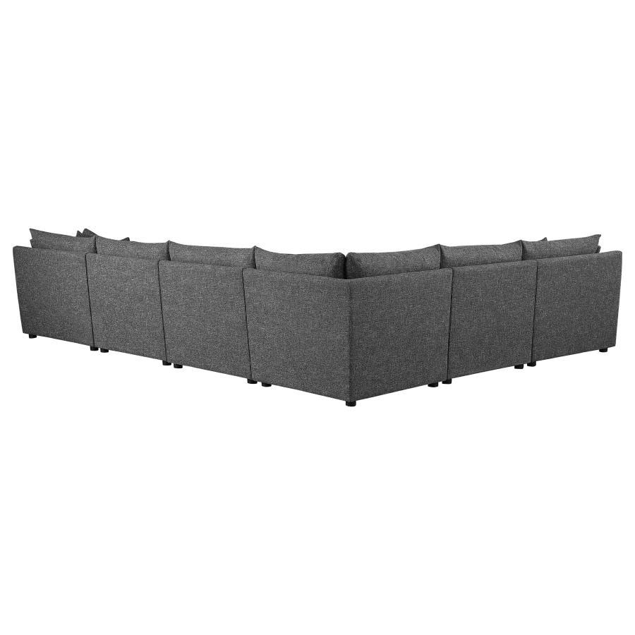 Sasha - 6 Piece Upholstered Modular Sectional - Barely Black Stationary Sectional modern furniture Contempo Furniture