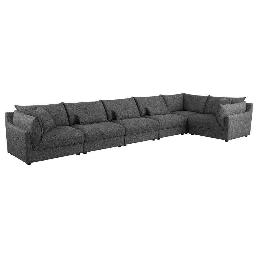 Sasha - 6 Piece Upholstered Modular Sectional - Barely Black Stationary Sectional modern furniture Contempo Furniture