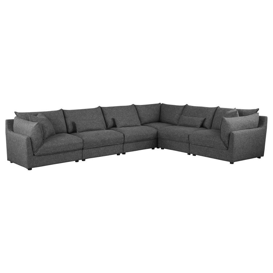 Sasha - 6 Piece Upholstered Modular Sectional - Barely Black Stationary Sectional modern furniture Contempo Furniture