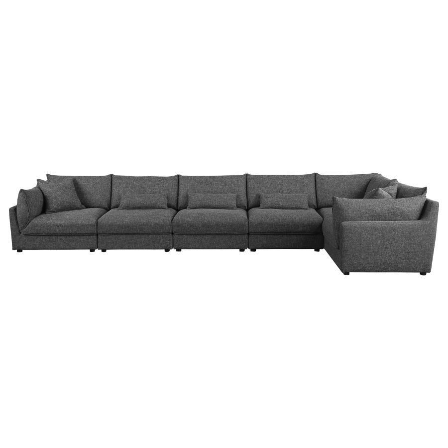 Sasha - 6 Piece Upholstered Modular Sectional - Barely Black Stationary Sectional modern furniture Contempo Furniture