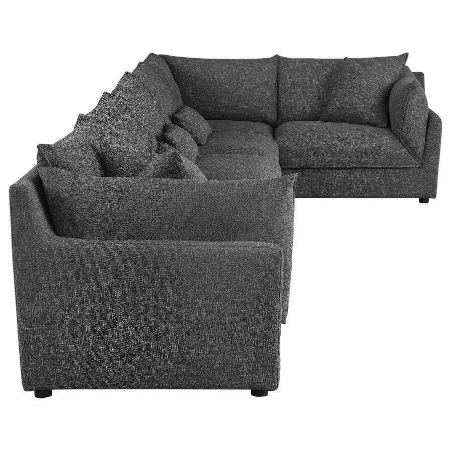 Sasha - 6 Piece Upholstered Modular Sectional - Barely Black Stationary Sectional modern furniture Contempo Furniture