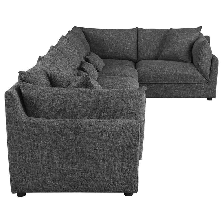 Sasha - 6 Piece Upholstered Modular Sectional - Barely Black Stationary Sectional modern furniture Contempo Furniture