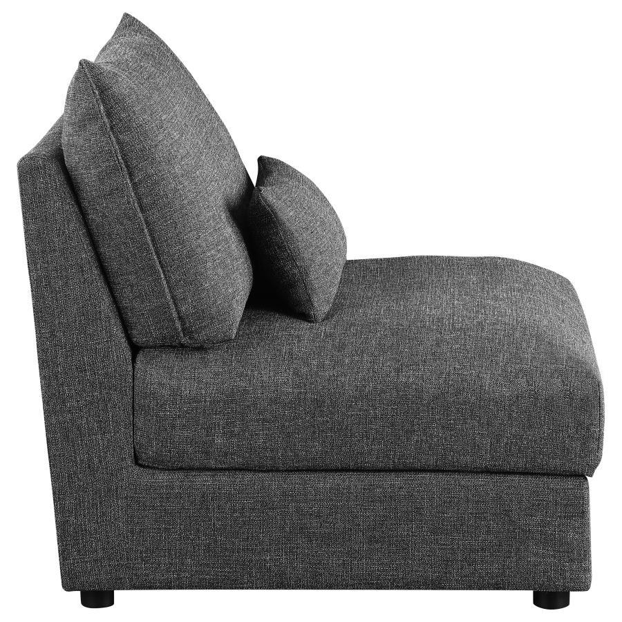 Sasha - Upholstered Armless Chair - Barely Black Stationary Chair modern furniture Contempo Furniture