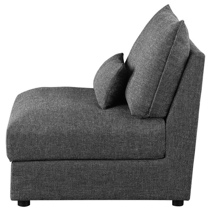 Sasha - Upholstered Armless Chair - Barely Black Stationary Chair modern furniture Contempo Furniture