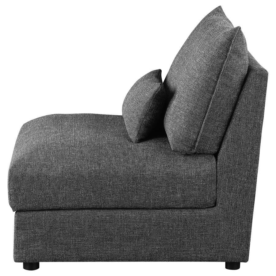 Sasha - Upholstered Armless Chair - Barely Black Stationary Chair modern furniture Contempo Furniture