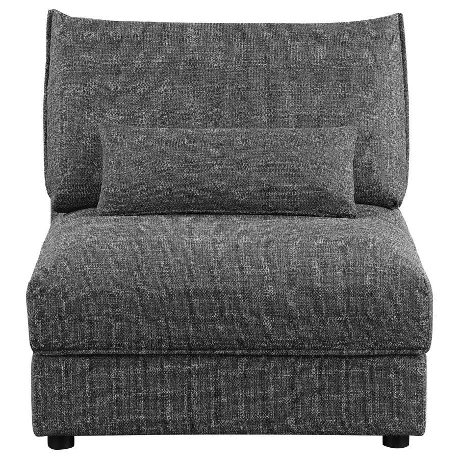 Sasha - Upholstered Armless Chair - Barely Black Stationary Chair modern furniture Contempo Furniture