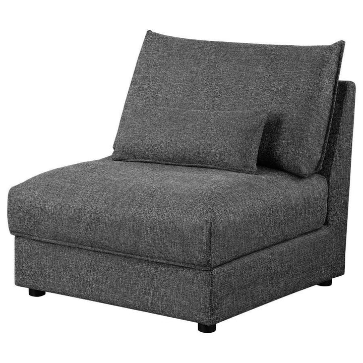 Sasha - Upholstered Armless Chair - Barely Black Stationary Chair modern furniture Contempo Furniture