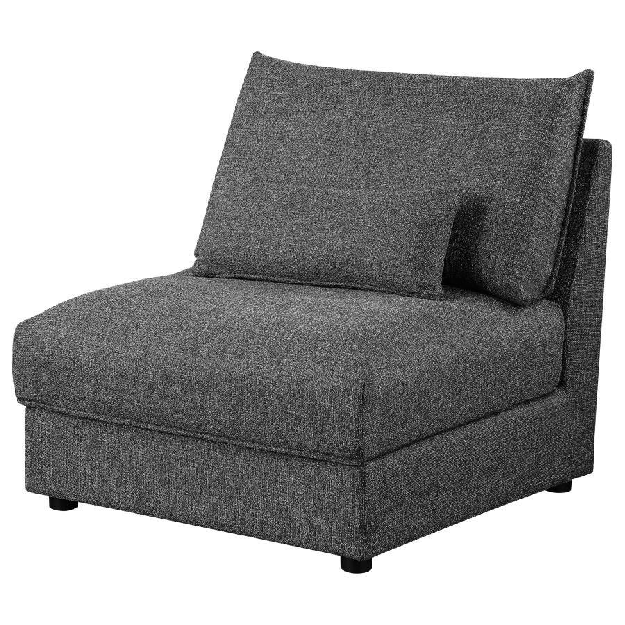 Sasha - Upholstered Armless Chair - Barely Black Stationary Chair modern furniture Contempo Furniture