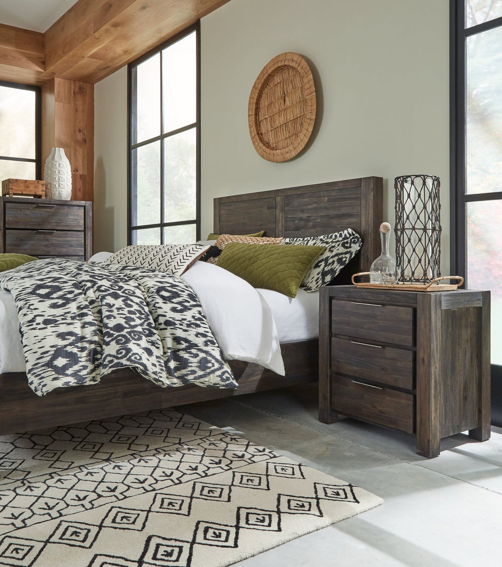 Savanna Three Drawer Solid Wood Nightstand in Coffee Bean Nightstand modern furniture Contempo Furniture