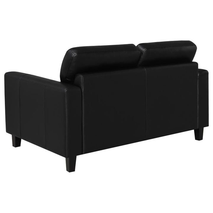 Scotland - 2 Piece Faux Leather Upholstered Sofa Set - Black Stationary Sofa &amp; Loveseat modern furniture Contempo Furniture