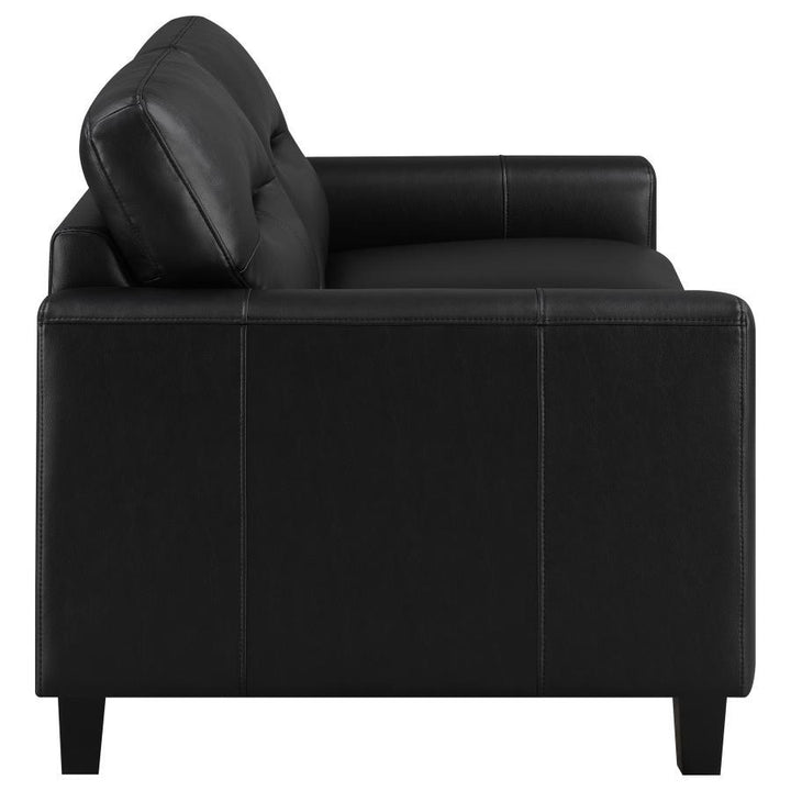 Scotland - 2 Piece Faux Leather Upholstered Sofa Set - Black Stationary Sofa &amp; Loveseat modern furniture Contempo Furniture
