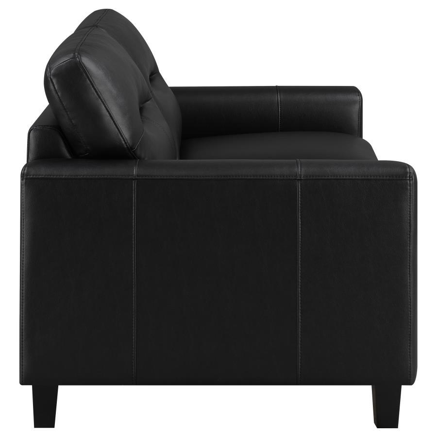 Scotland - 2 Piece Faux Leather Upholstered Sofa Set - Black Stationary Sofa & Loveseat modern furniture Contempo Furniture