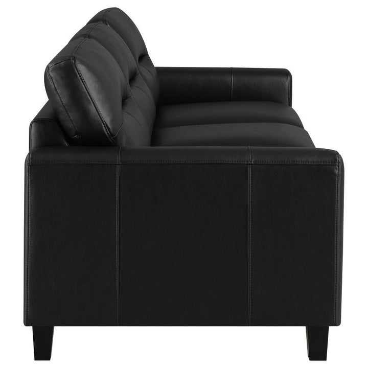 Scotland - 2 Piece Faux Leather Upholstered Sofa Set - Black Stationary Sofa &amp; Loveseat modern furniture Contempo Furniture