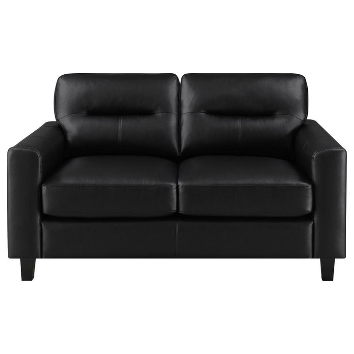 Scotland - 2 Piece Faux Leather Upholstered Sofa Set - Black Stationary Sofa &amp; Loveseat modern furniture Contempo Furniture
