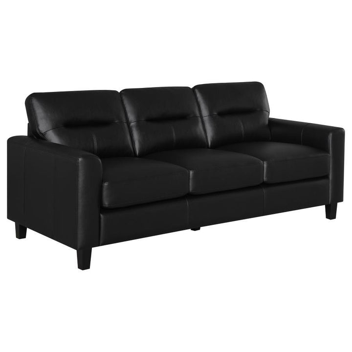 Scotland - 2 Piece Faux Leather Upholstered Sofa Set - Black Stationary Sofa &amp; Loveseat modern furniture Contempo Furniture