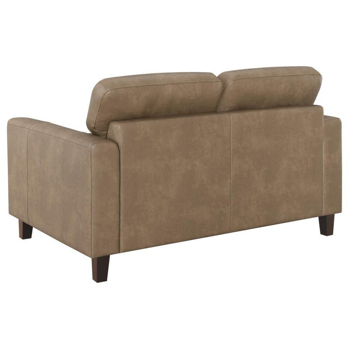 Scotland - 2 Piece Faux Leather Upholstered Sofa Set - Brown Stationary Sofa &amp; Loveseat modern furniture Contempo Furniture