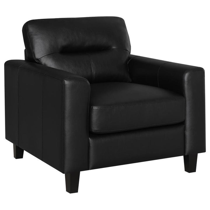 Scotland - 3 Piece Faux Leather Upholstered Sofa Set - Black 3 - Piece Living Room Set modern furniture Contempo Furniture