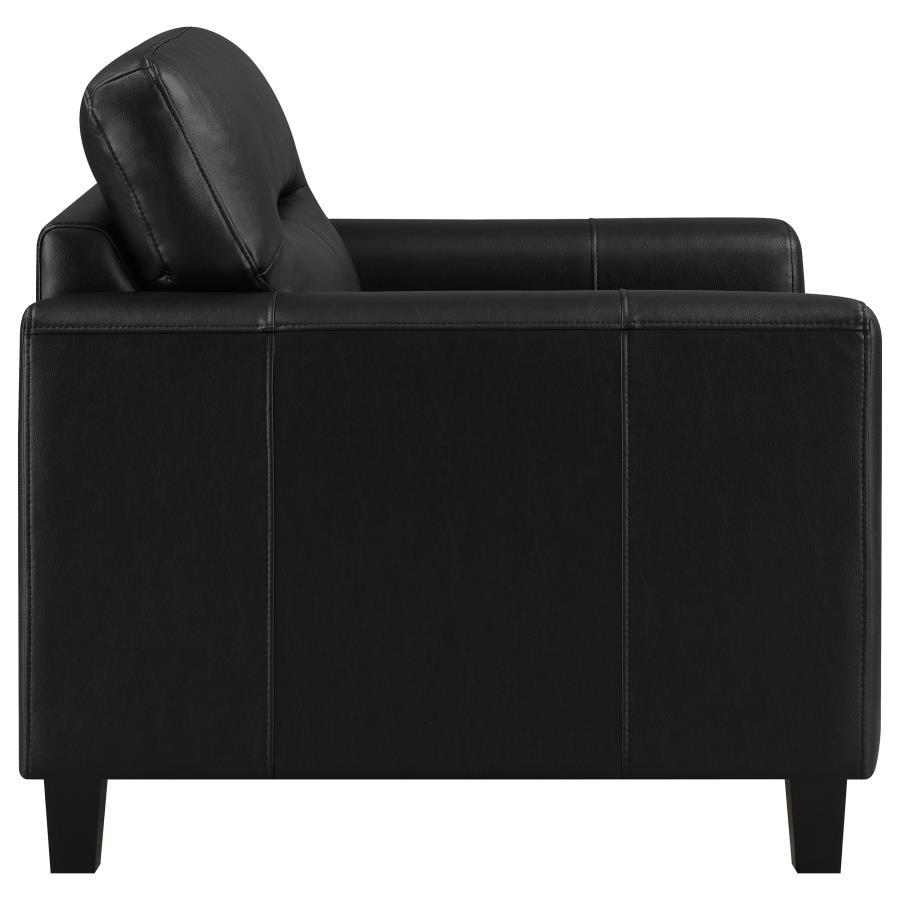 Scotland - 3 Piece Faux Leather Upholstered Sofa Set - Black 3 - Piece Living Room Set modern furniture Contempo Furniture