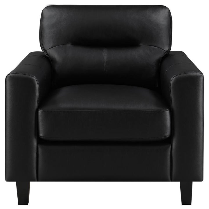 Scotland - 3 Piece Faux Leather Upholstered Sofa Set - Black 3 - Piece Living Room Set modern furniture Contempo Furniture