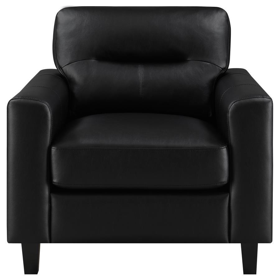 Scotland - 3 Piece Faux Leather Upholstered Sofa Set - Black 3 - Piece Living Room Set modern furniture Contempo Furniture