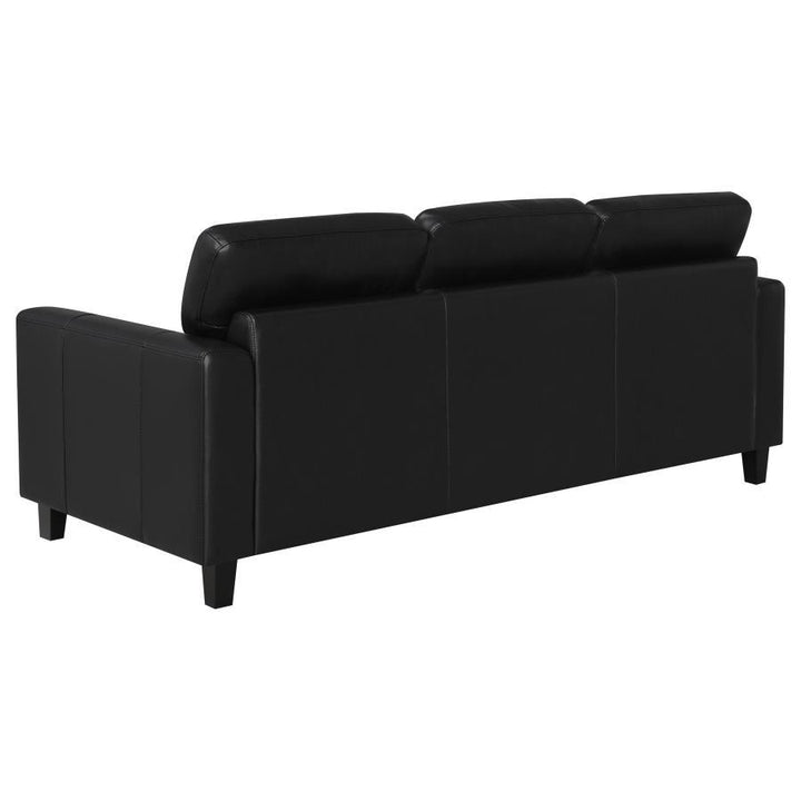 Scotland - 3 Piece Faux Leather Upholstered Sofa Set - Black 3 - Piece Living Room Set modern furniture Contempo Furniture