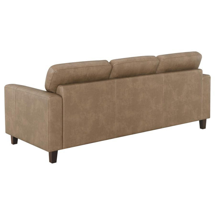 Scotland - 3 Piece Faux Leather Upholstered Sofa Set - Brown 3 - Piece Living Room Set modern furniture Contempo Furniture
