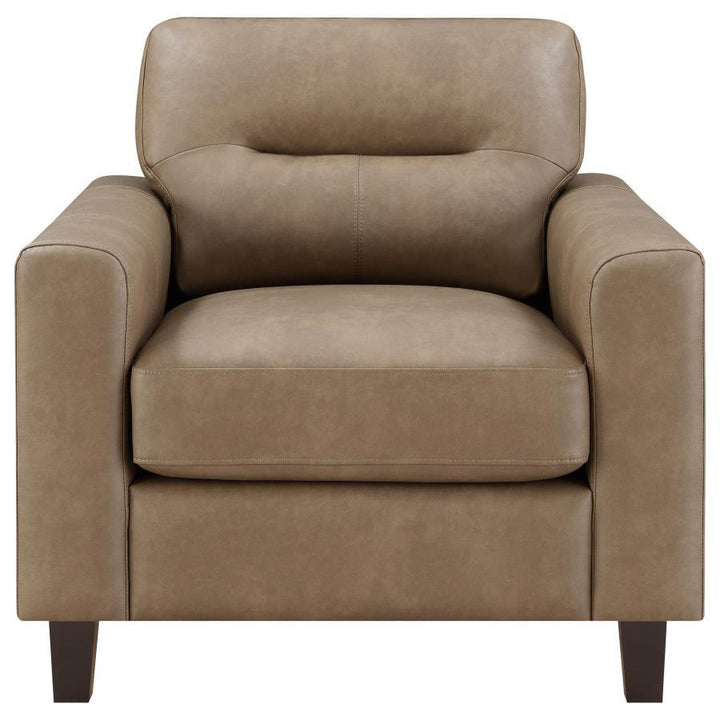 Scotland - 3 Piece Faux Leather Upholstered Sofa Set - Brown 3 - Piece Living Room Set modern furniture Contempo Furniture