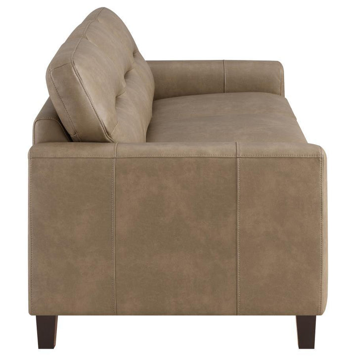Scotland - 3 Piece Faux Leather Upholstered Sofa Set - Brown 3 - Piece Living Room Set modern furniture Contempo Furniture