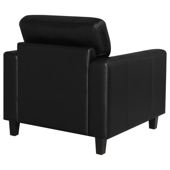 Scotland - Faux Leather Upholstered Track Arm Chair - Black Arm Chair modern furniture Contempo Furniture