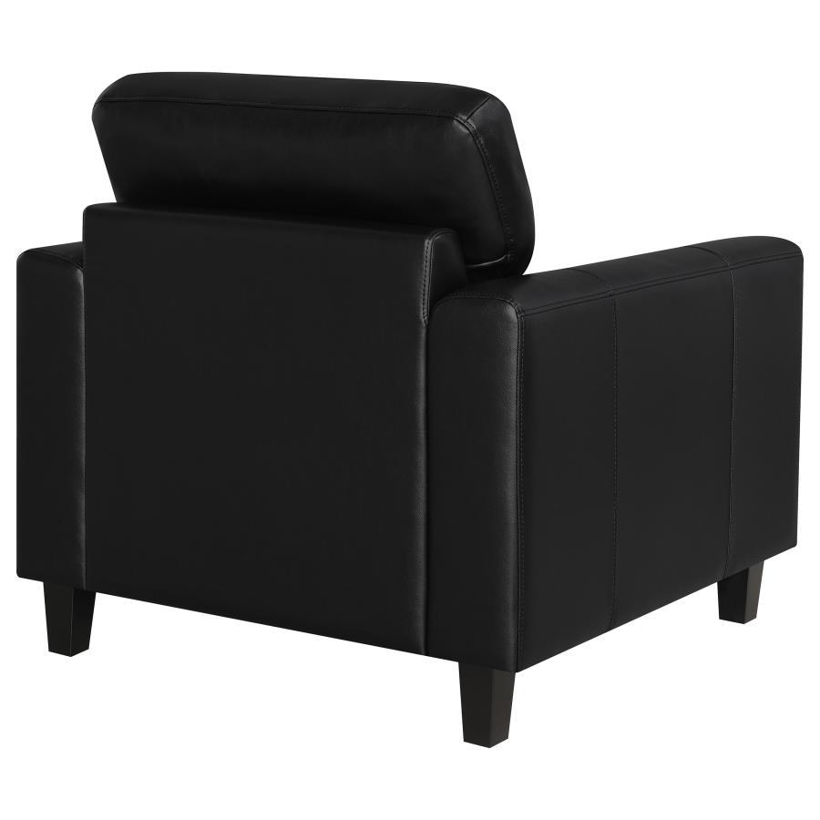 Scotland - Faux Leather Upholstered Track Arm Chair - Black Arm Chair modern furniture Contempo Furniture