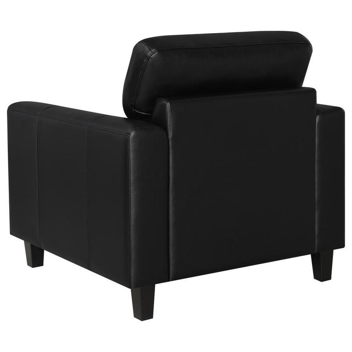 Scotland - Faux Leather Upholstered Track Arm Chair - Black Arm Chair modern furniture Contempo Furniture