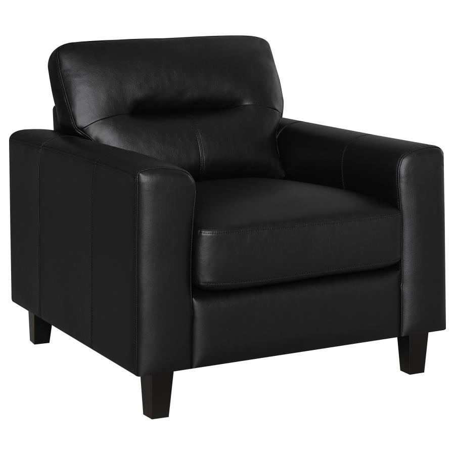 Scotland - Faux Leather Upholstered Track Arm Chair - Black Arm Chair modern furniture Contempo Furniture