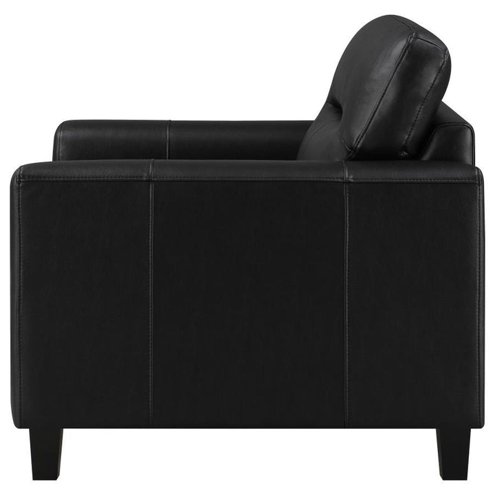 Scotland - Faux Leather Upholstered Track Arm Chair - Black Arm Chair modern furniture Contempo Furniture